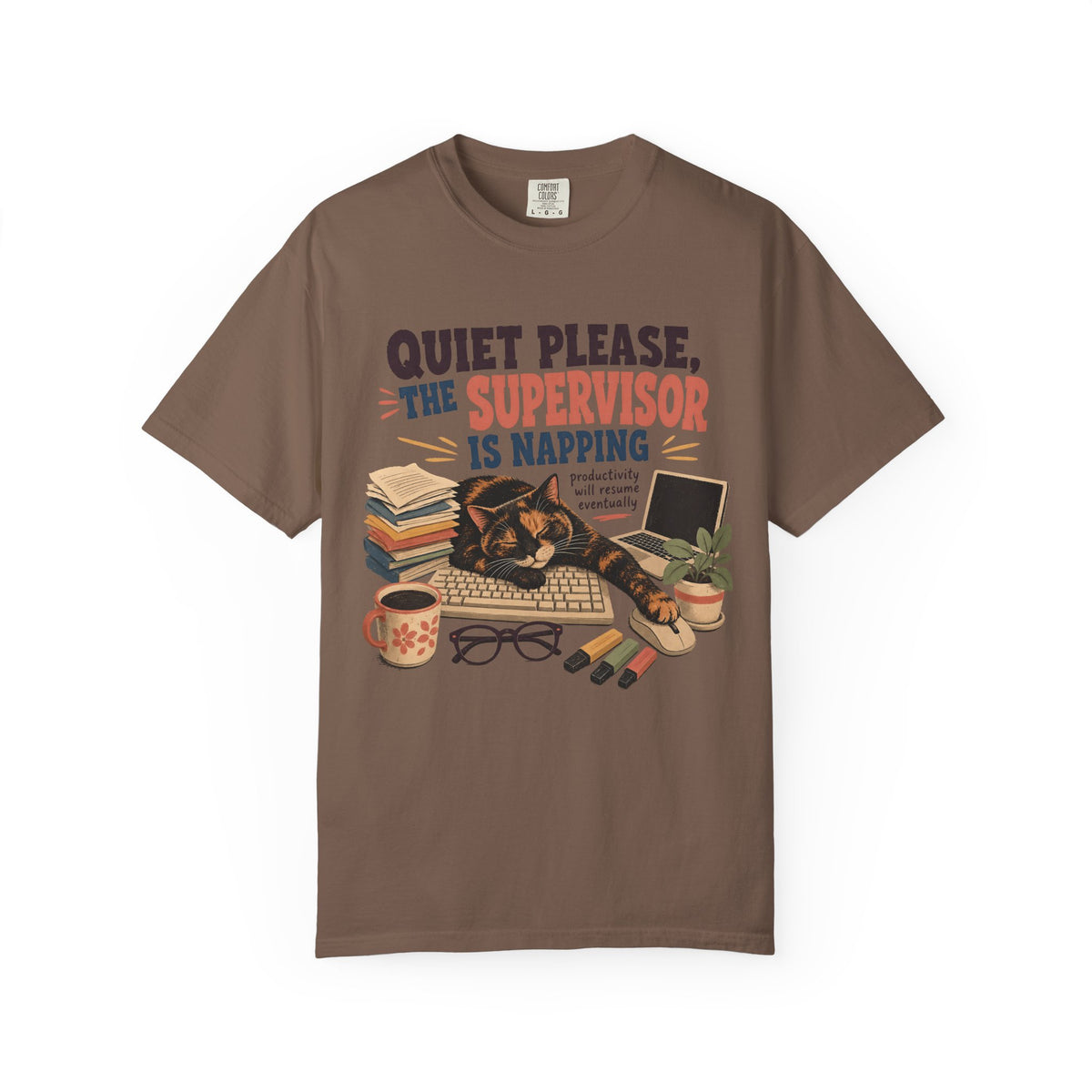 Quiet Please — The Supervisor Is Napping Cat T-Shirt