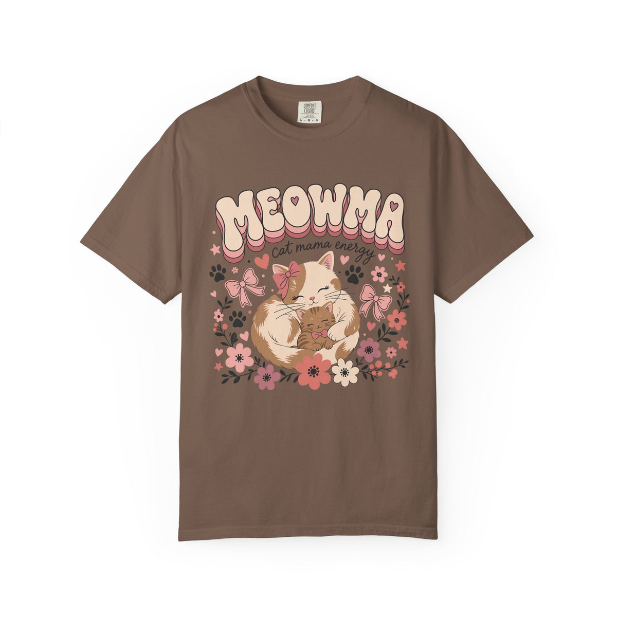 Meowma Cat Mama T-Shirt — Cute Floral Sleeping Cat Tee