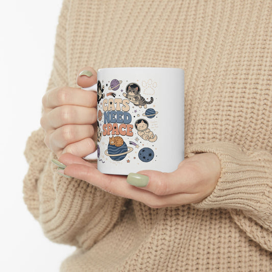 Astro Cats Ceramic Mug — Cute Space Cat Constellation Coffee Cup