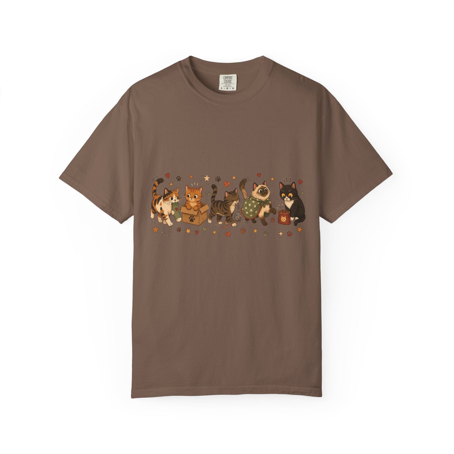 Calico Cats Row T-Shirt — Vintage Kitty Illustration Tee