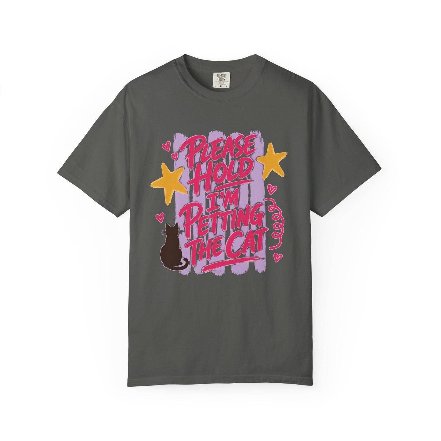 Please Hold I'm Petting the Cat T-Shirt — Cute Cat Lover Tee