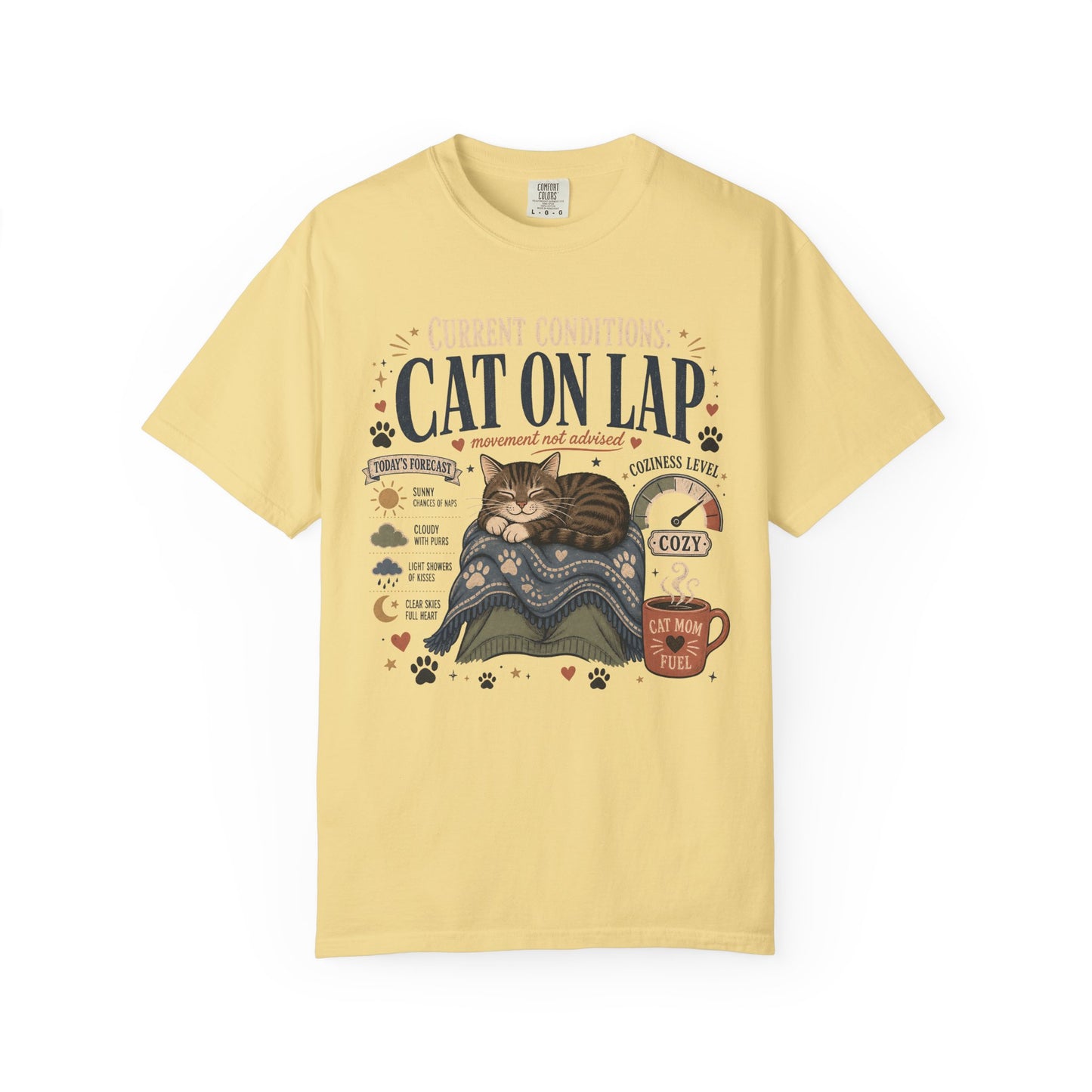 Cat on Lap T‑Shirt — Cozy Cat Nap Graphic Tee