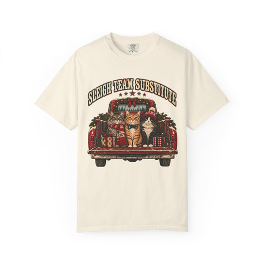 Sleigh Team Substitute T-Shirt — Funny Christmas Cats Graphic Tee