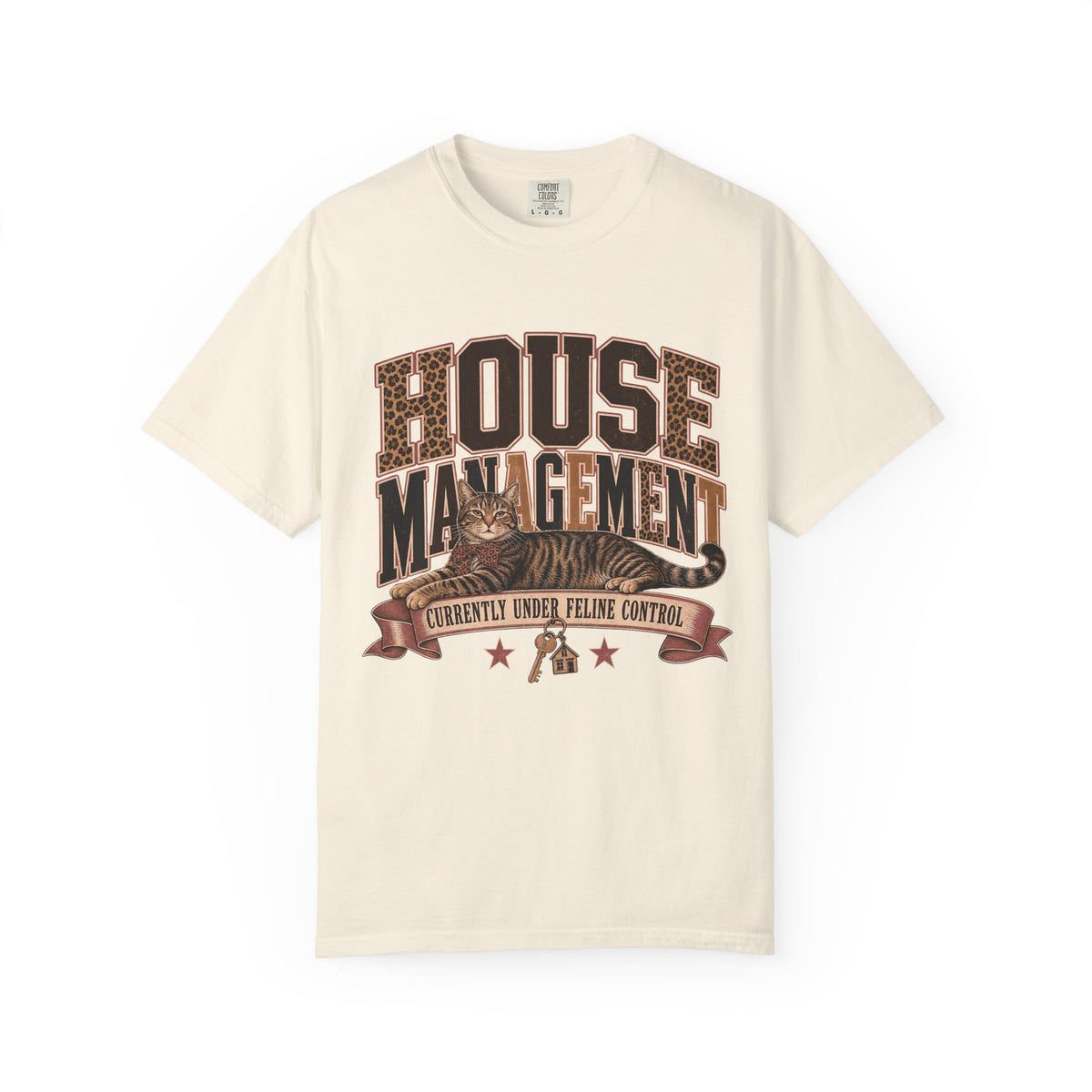 House Management T-Shirt — "Currently Under Feline Control" Cat Owner Vintage Tee