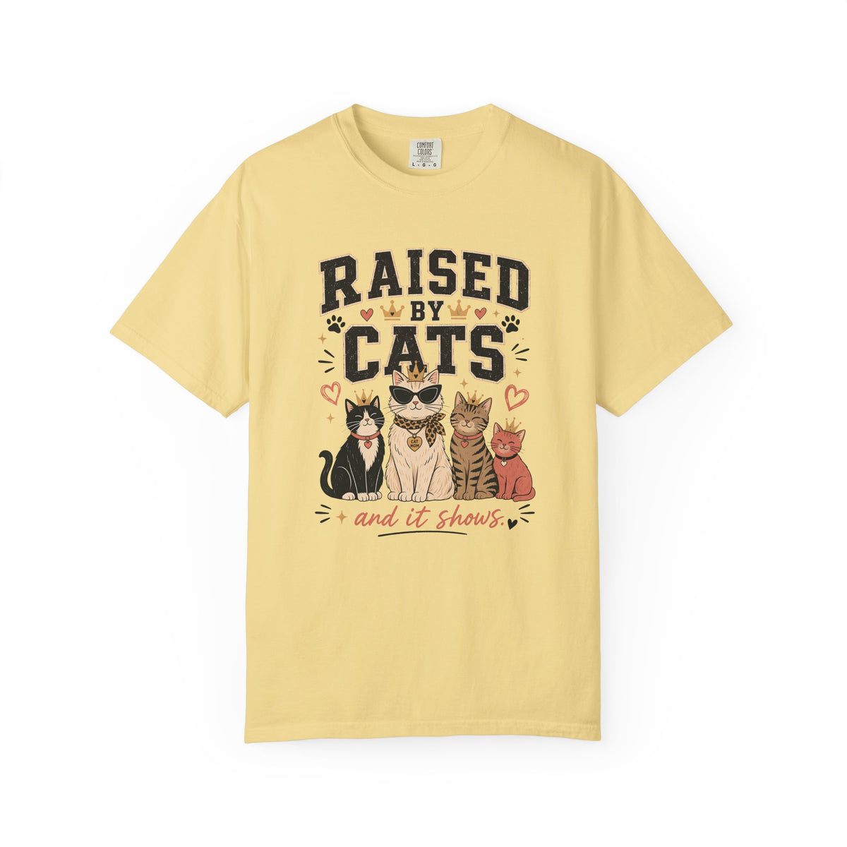 Raised By Cats T-Shirt — Cute Cat Mom Graphic Tee