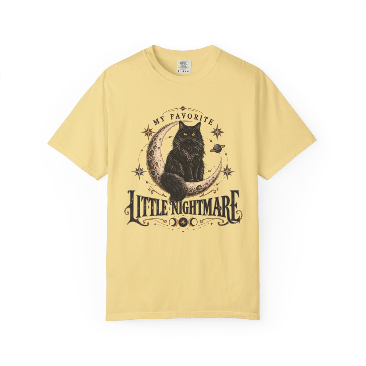 Little Nightmare Cat T-Shirt — "My Favorite Little Nightmare" Vintage Moon Graphic