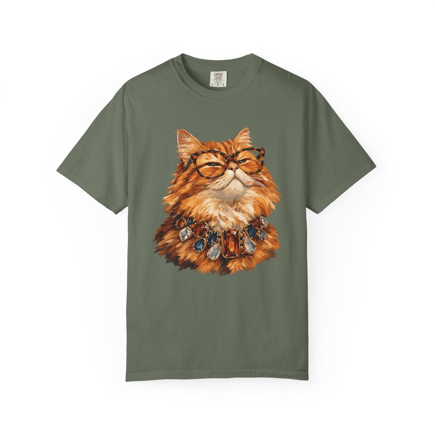 Cat with Glasses Graphic Tee — Vintage Scholarly Ginger Cat T-Shirt