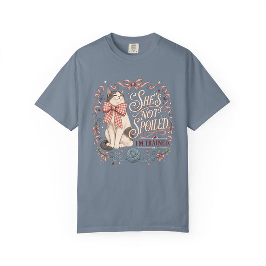 Cat Lover T-Shirt — "She’s Not Spoiled, I’m Trained" Cute Vintage Cat Graphic Tee