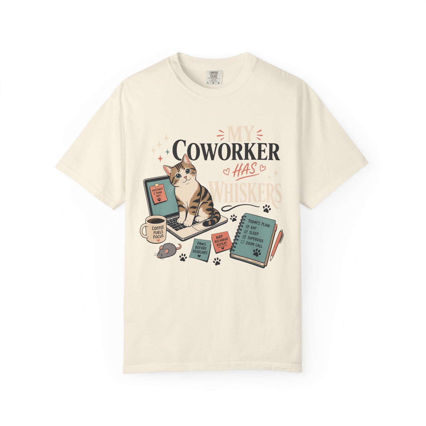 Cat Coworker T-Shirt — "My Coworker Has Whiskers" Casual Graphic Tee