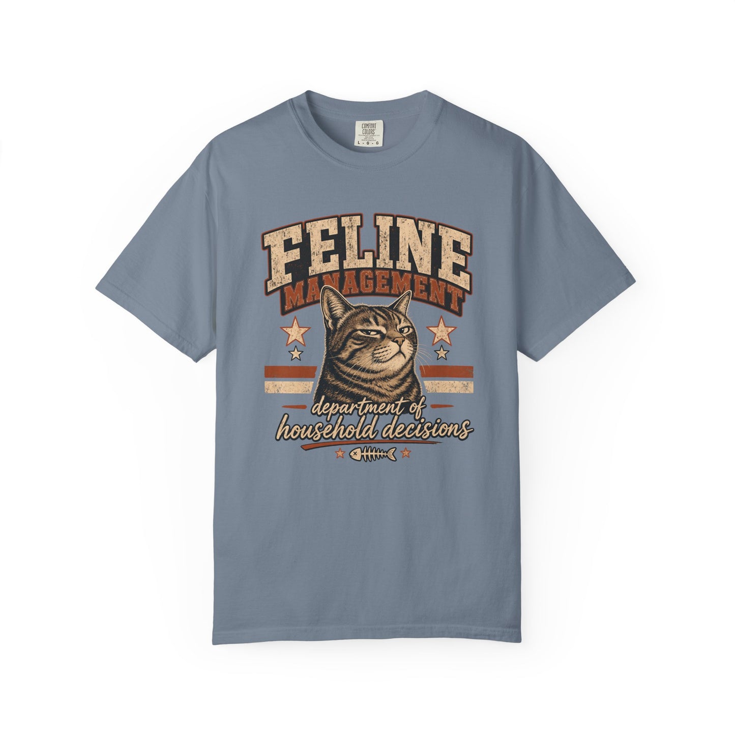 Feline Management Vintage Cat T-Shirt — "Department of Household Decisions" Graphic Tee