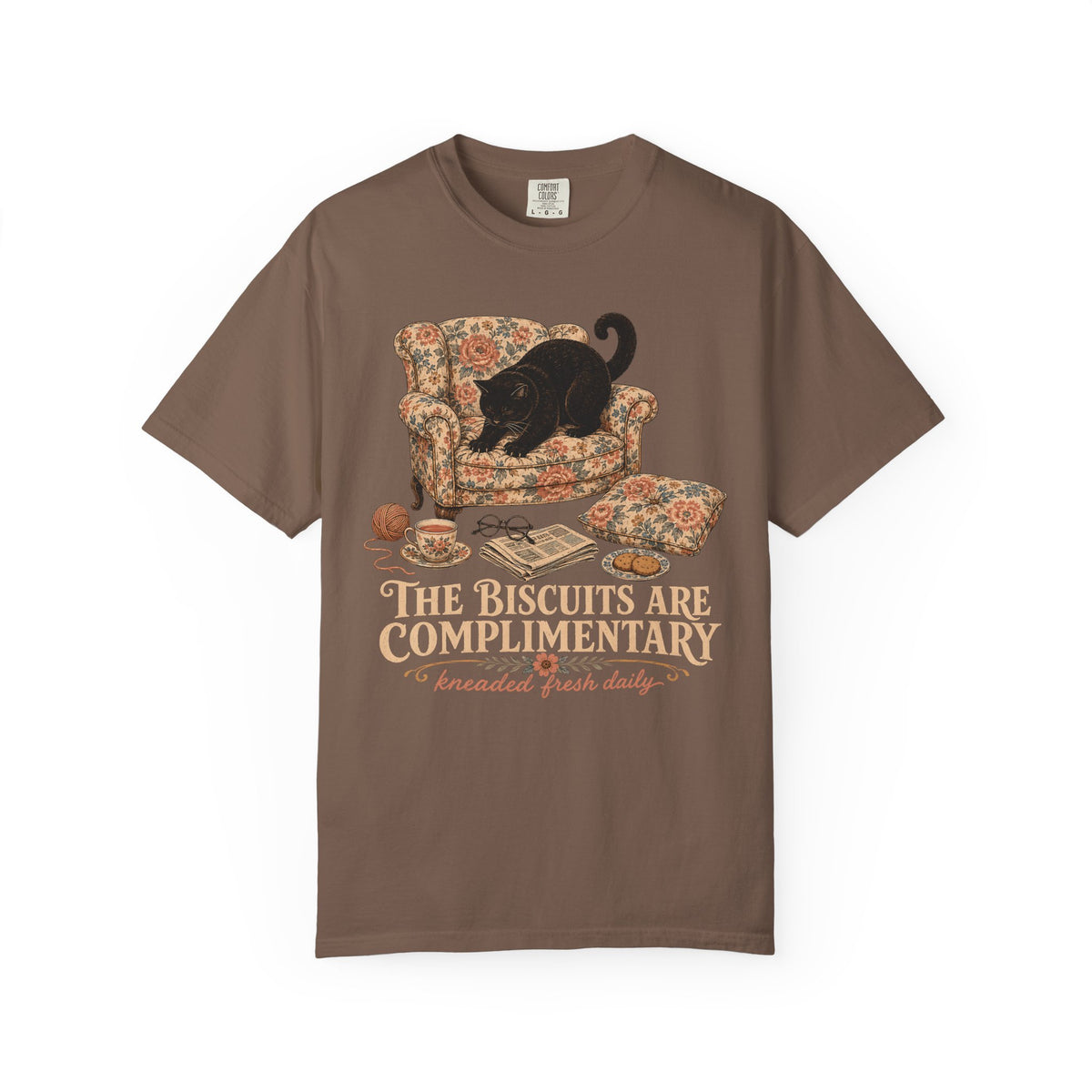 “The Biscuits Are Complimentary” Cat T‑Shirt — Vintage Cozy Graphic Tee
