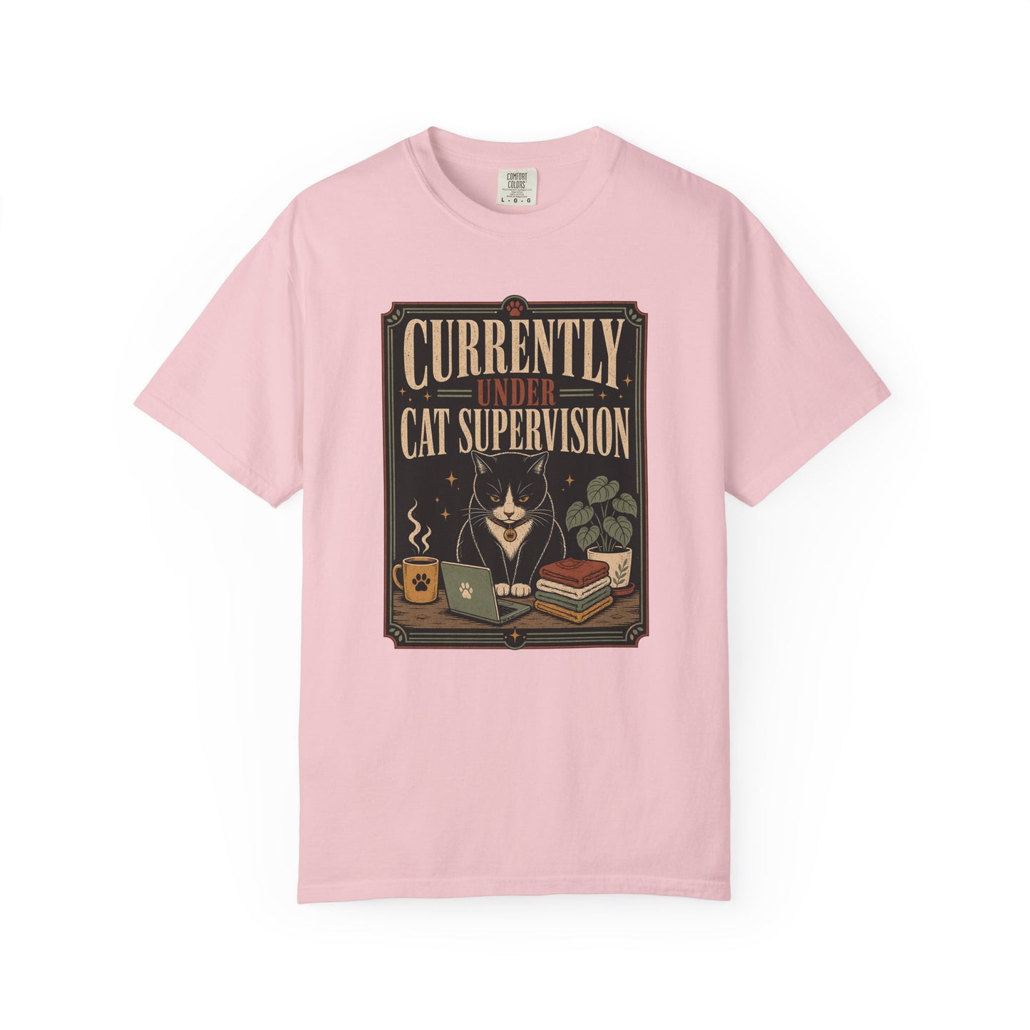 Cat Supervision T-Shirt — "Currently Under Cat Supervision" Vintage Cat Lover Tee