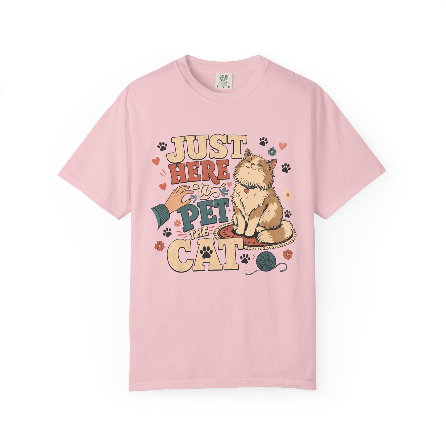 Just Here to Pet The Cat T-Shirt — Cute Retro Cat Lover Tee