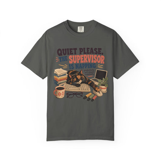 Quiet Please — The Supervisor Is Napping Cat T-Shirt