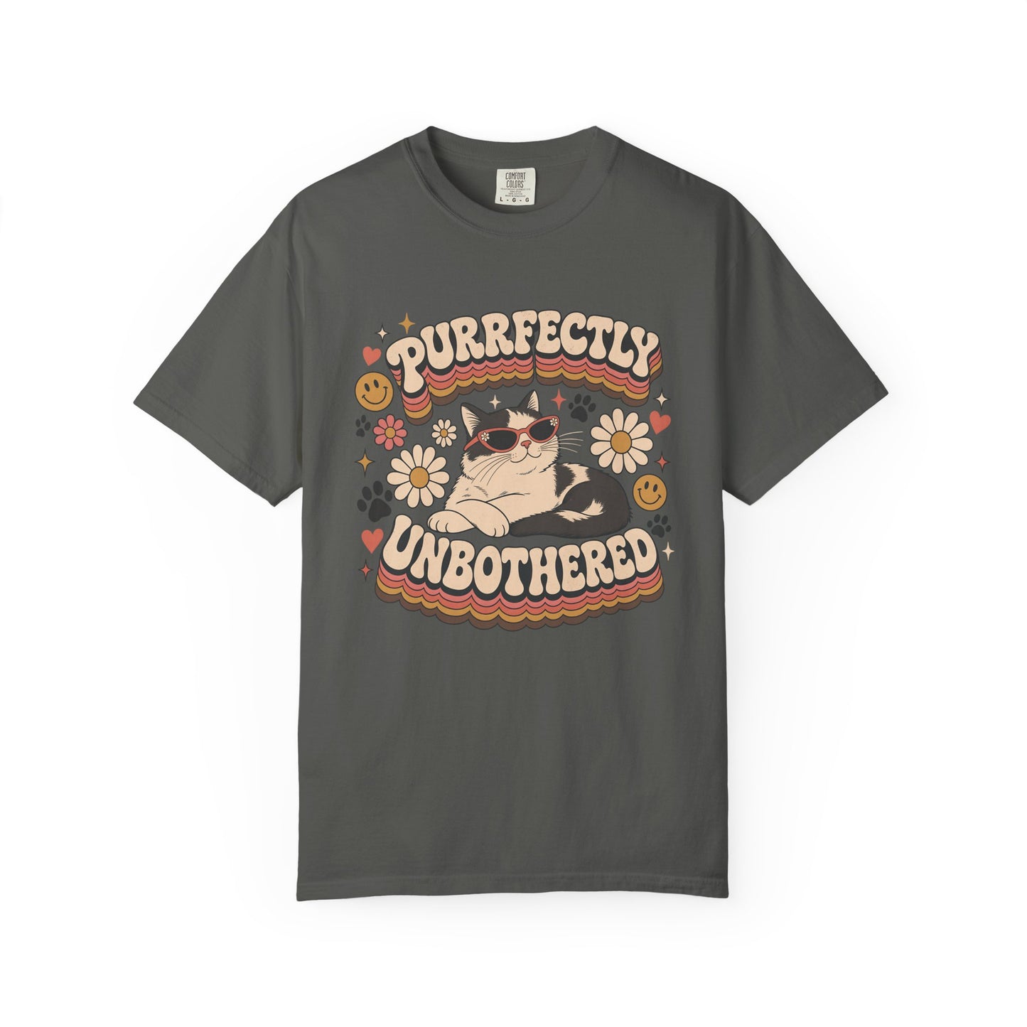 "Purrfectly Unbothered" Retro Cat Graphic Tee