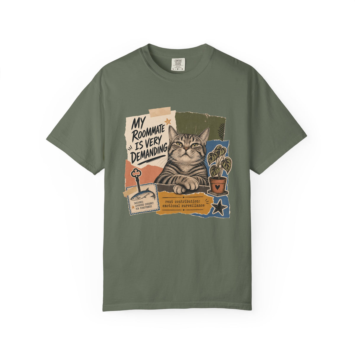 Cat Roommate T-Shirt — "My Roommate Is Very Demanding" Vintage Graphic Tee