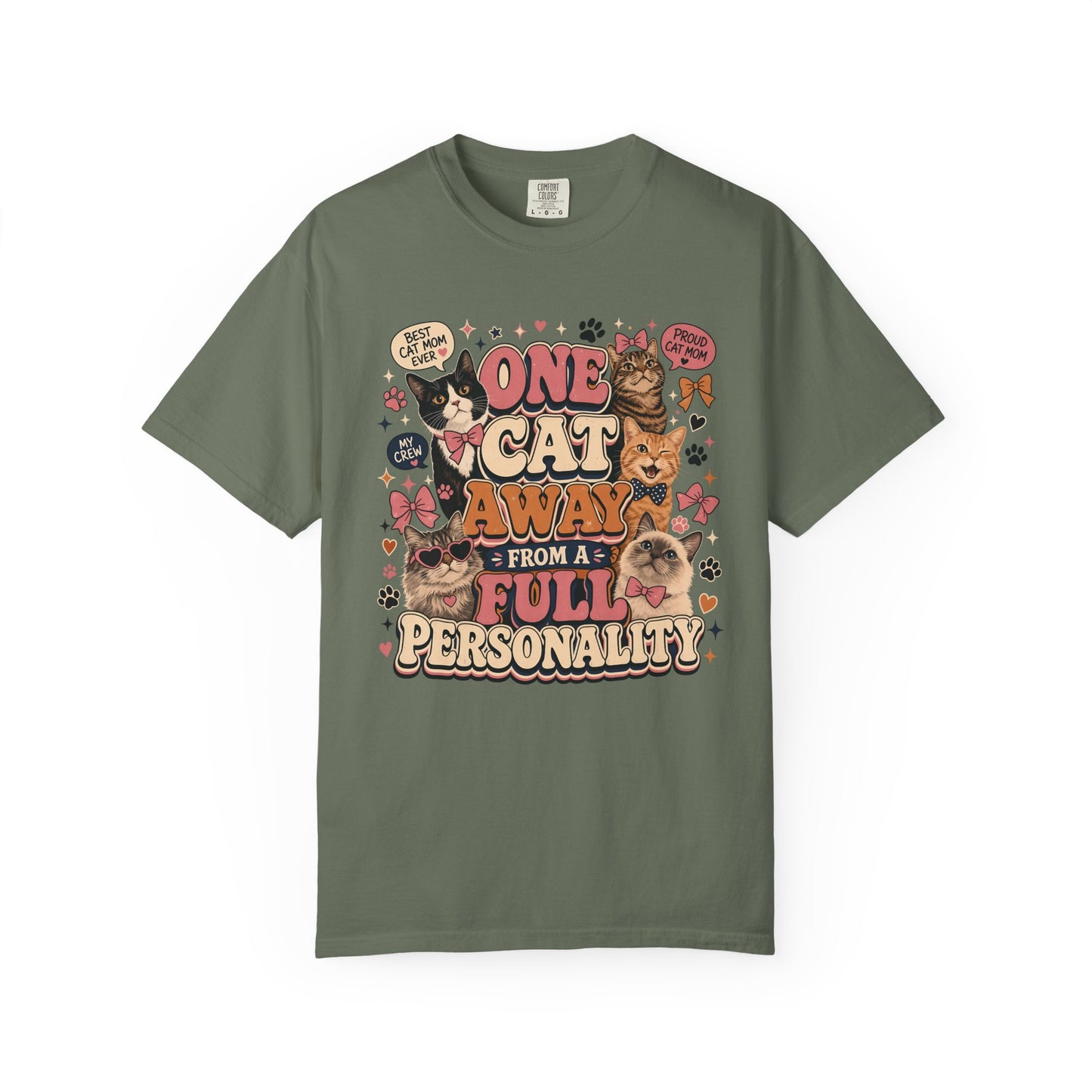 One Cat Away From a Full Personality T-Shirt — Cute Retro Cat Graphic Tee for Cat Lovers