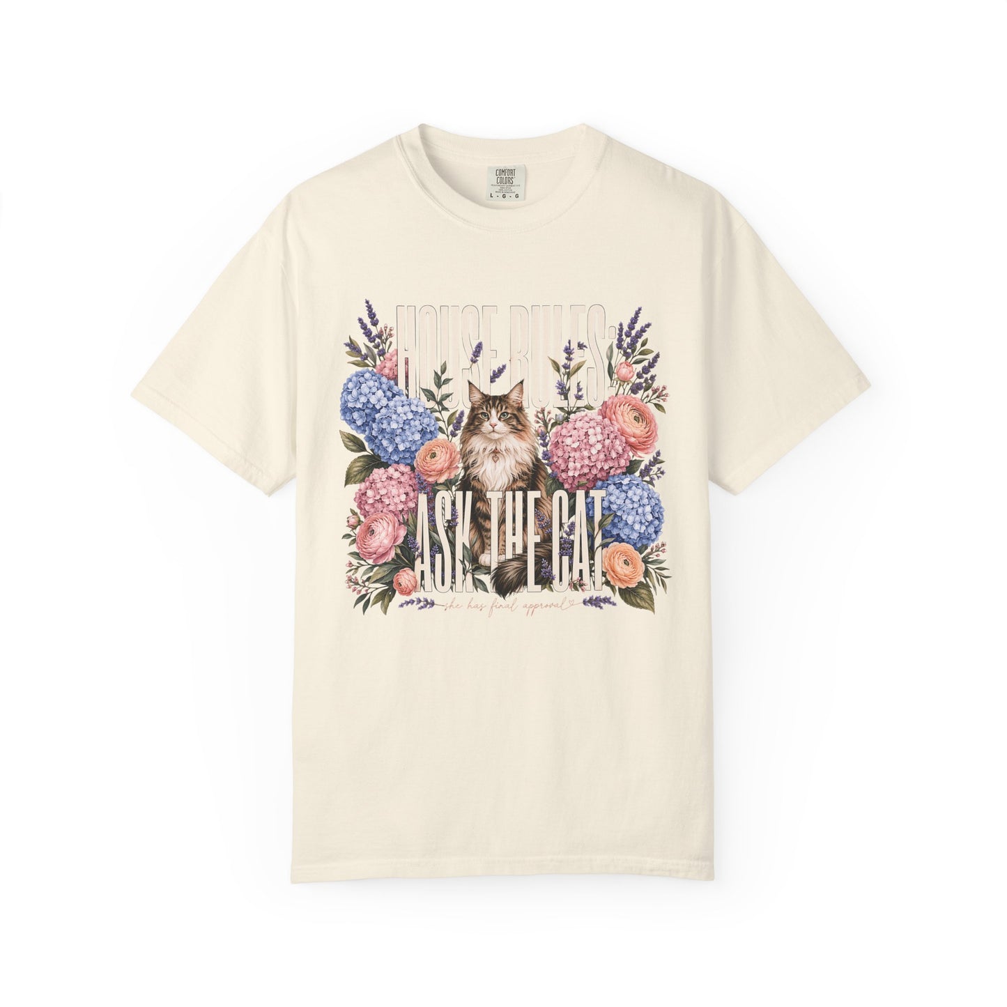 Ask The Cat Floral T-Shirt — Vintage Kitten Graphic Tee