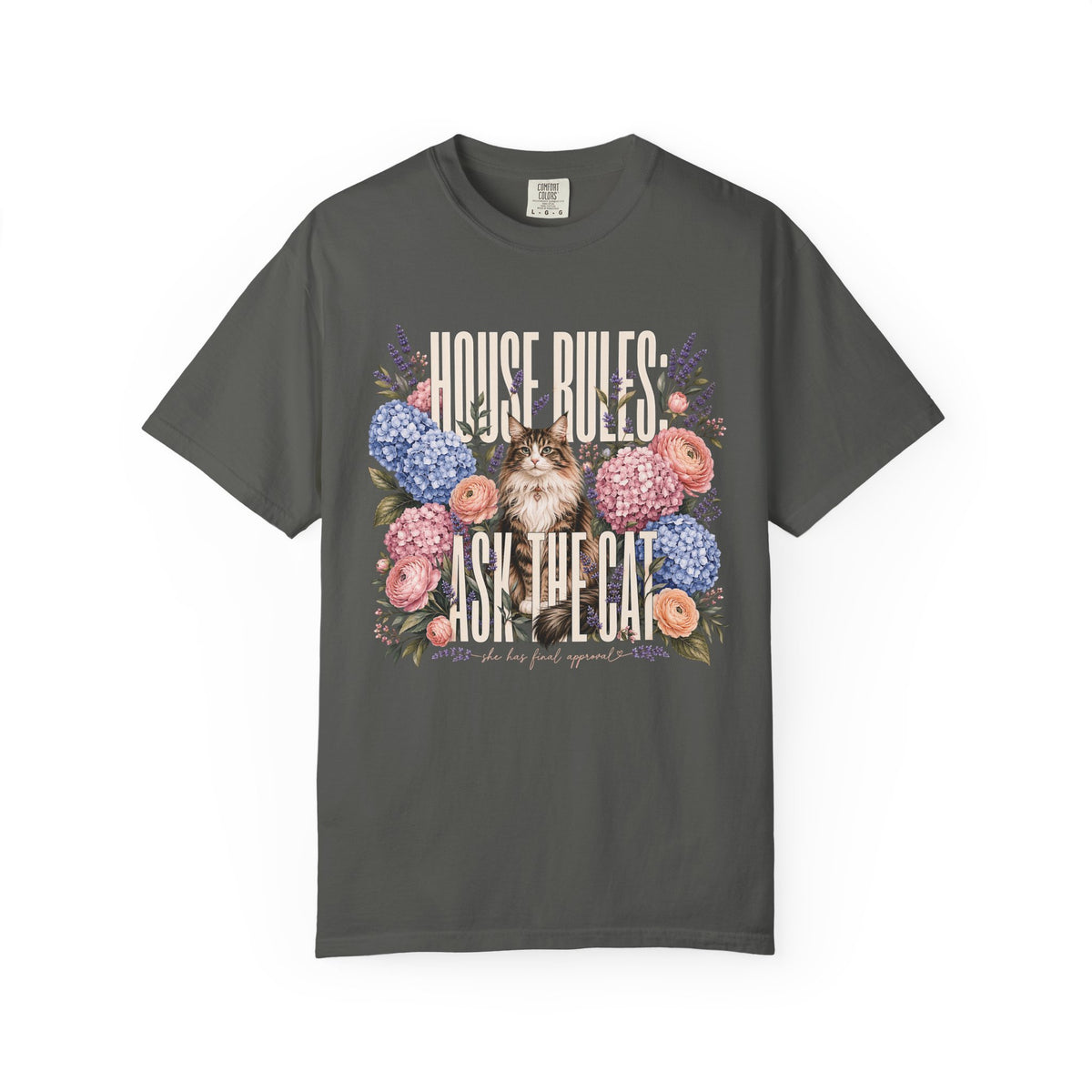 Ask The Cat Floral T-Shirt — Vintage Kitten Graphic Tee