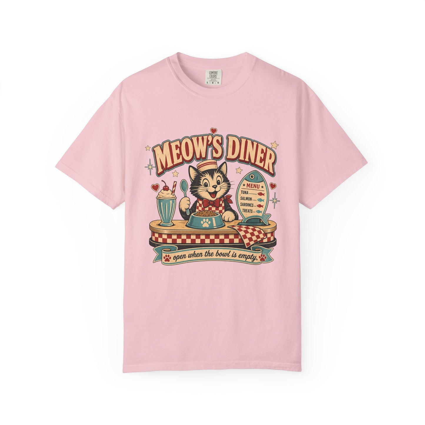 Meow's Diner Cat Vintage T-Shirt — Retro 50s Diner Graphic Tee