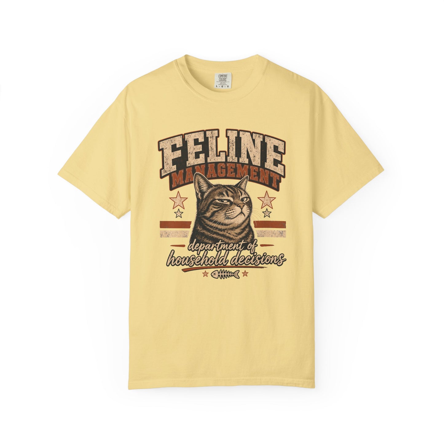 Feline Management Vintage Cat T-Shirt — "Department of Household Decisions" Graphic Tee
