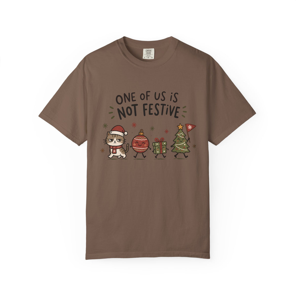 Funny Holiday T-Shirt "One of Us is Not Festive" – Cute Grinchy Cartoon Xmas Tee