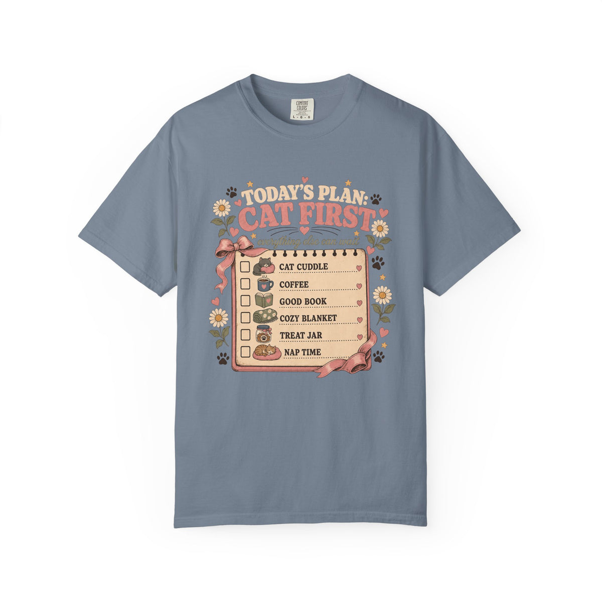Cat First Checklist T-Shirt — Cozy Cat Lover Tee