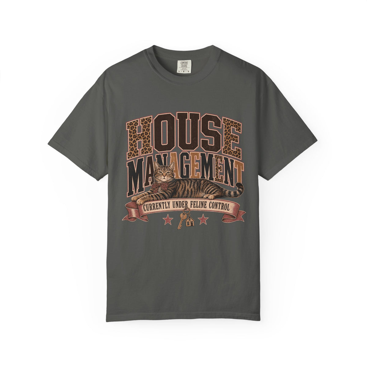 House Management T-Shirt — "Currently Under Feline Control" Cat Owner Vintage Tee
