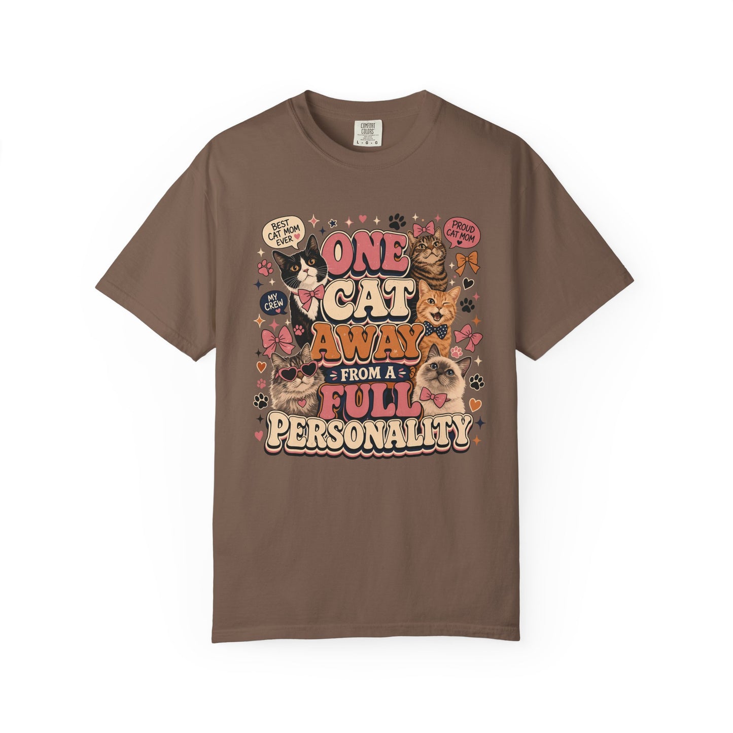 One Cat Away From a Full Personality T-Shirt — Cute Retro Cat Graphic Tee for Cat Lovers