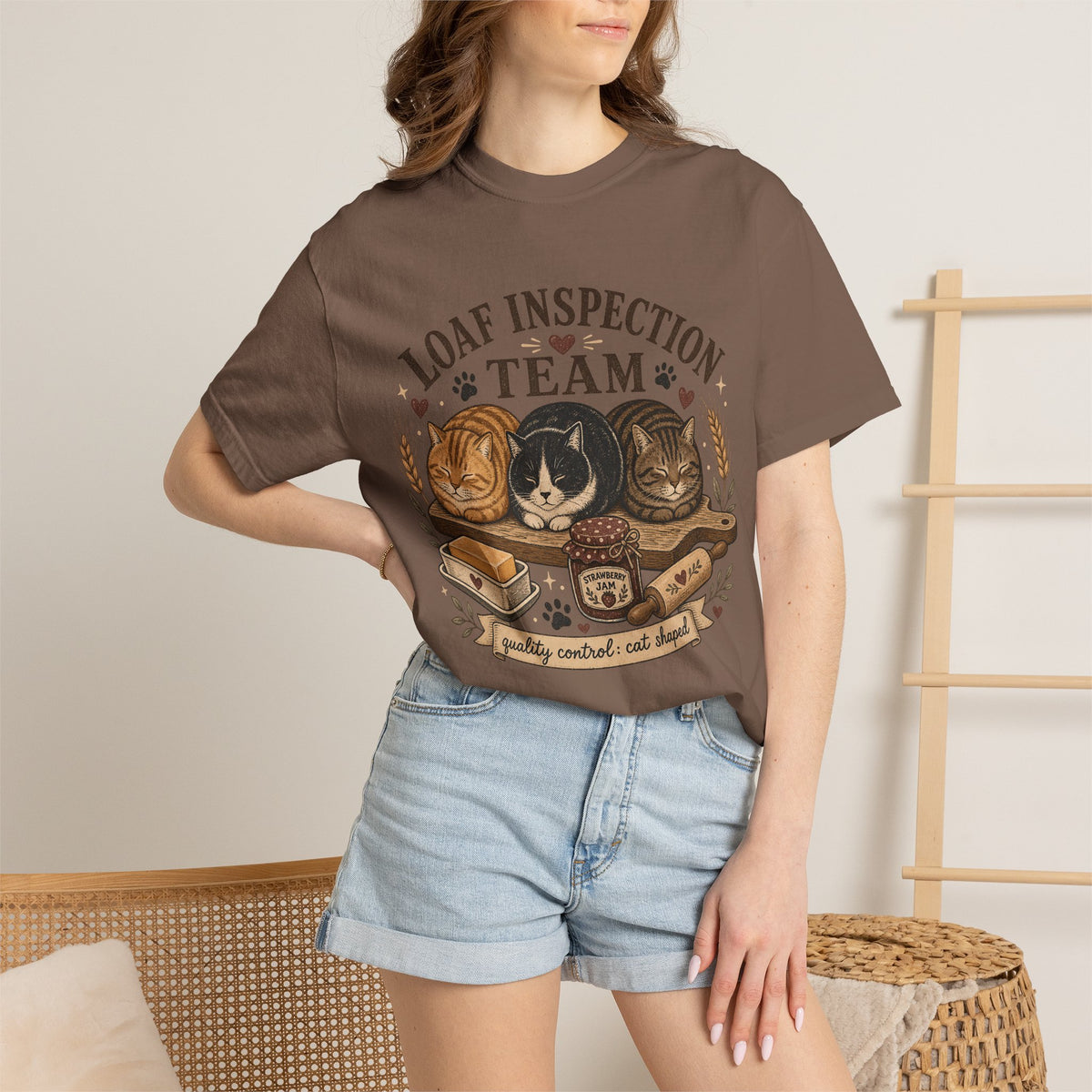 Loaf Inspection Team T-Shirt — Cute Cat Loaves Design