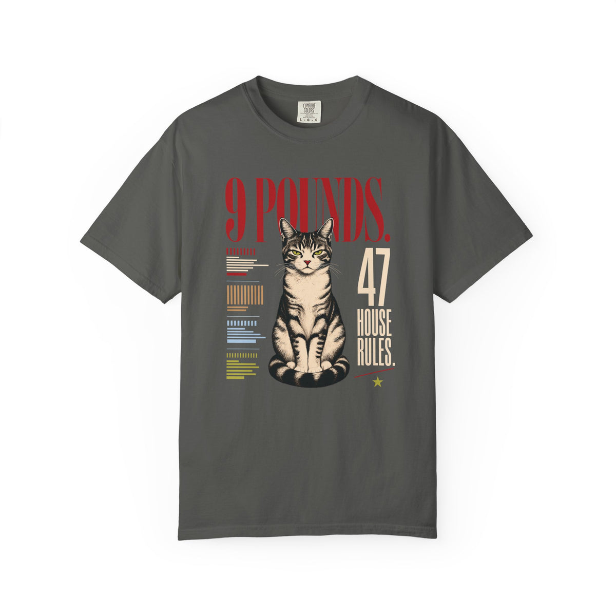 9 Pounds Cat T-Shirt — Retro Graphic Kitten Tee