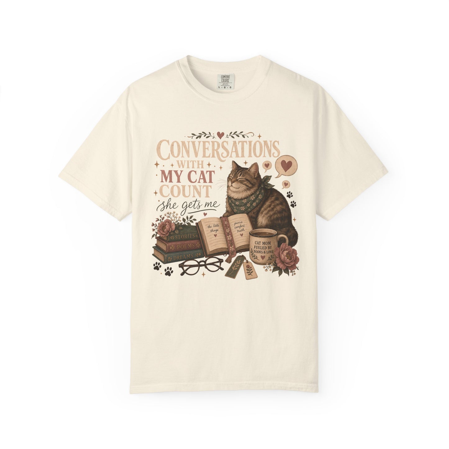 Cat Lover T-Shirt — "Conversations With My Cat I Count (She Gets Me)" Vintage Bookish Tee