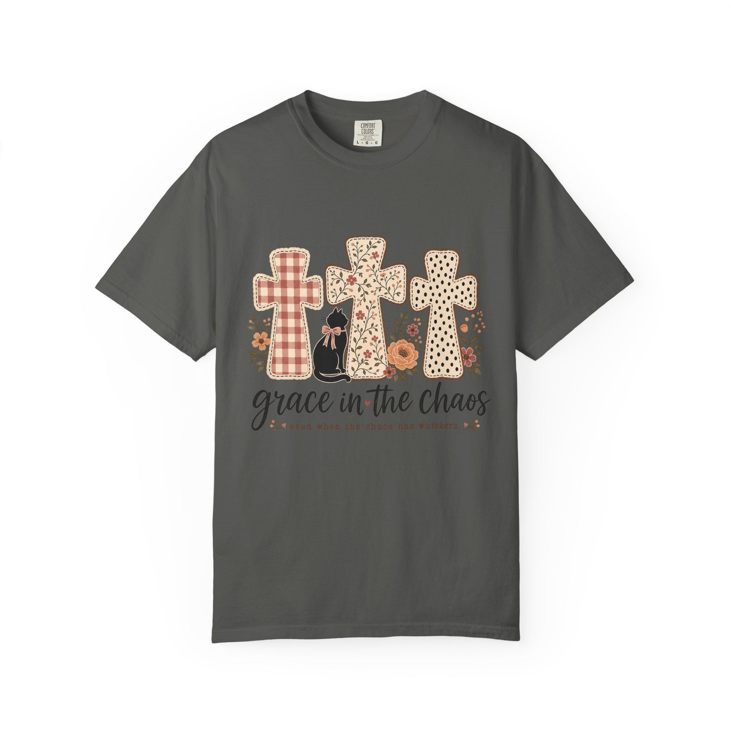 Grace in the Chaos Crosses T-Shirt — Faith-Inspired Floral Cross Tee
