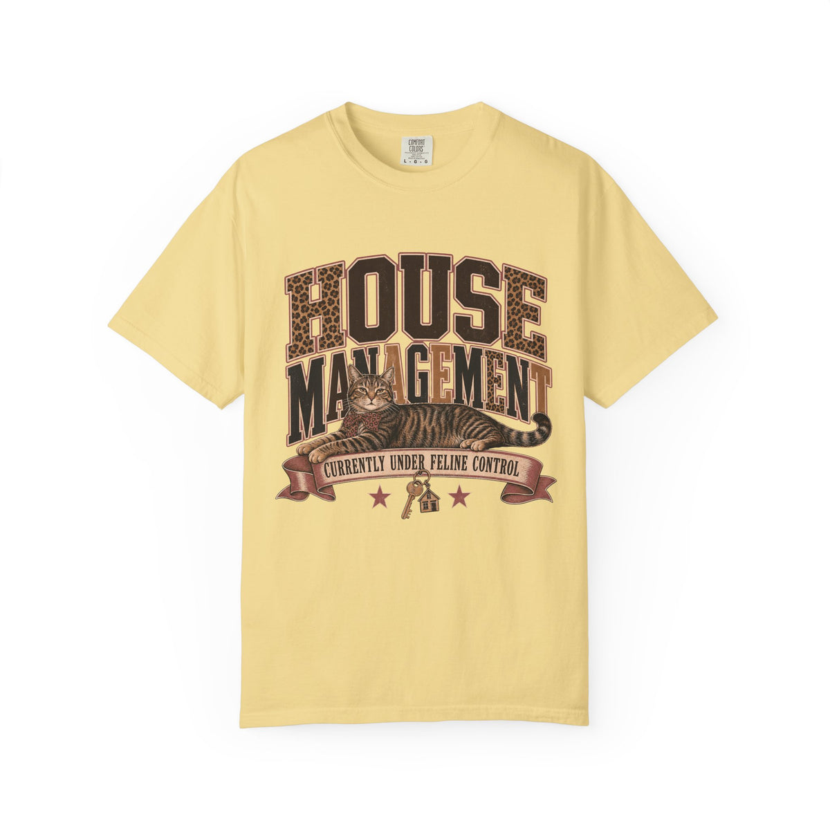 House Management T-Shirt — "Currently Under Feline Control" Cat Owner Vintage Tee