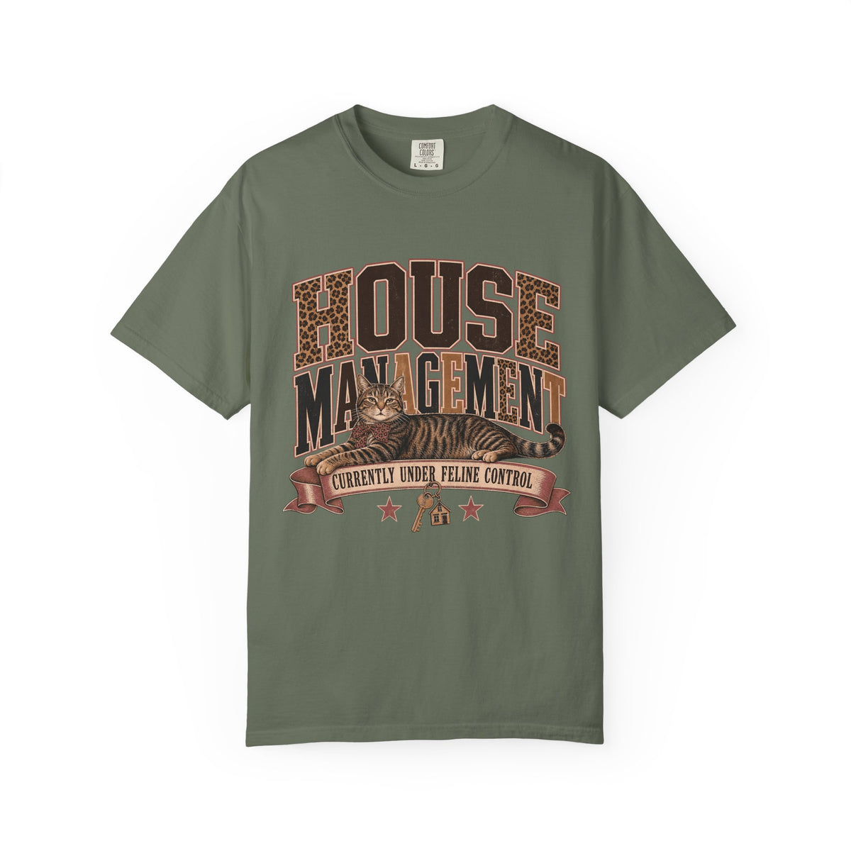 House Management T-Shirt — "Currently Under Feline Control" Cat Owner Vintage Tee