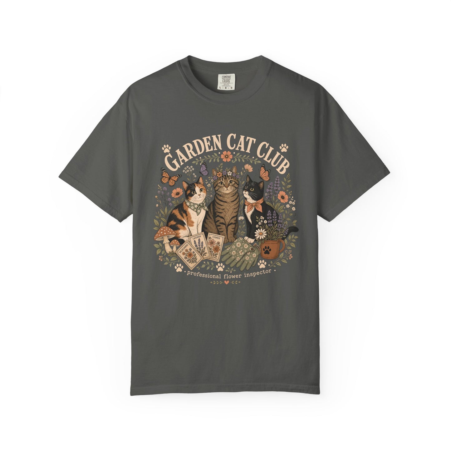 Garden Cat Club T-Shirt — Floral Cat Lovers Tee