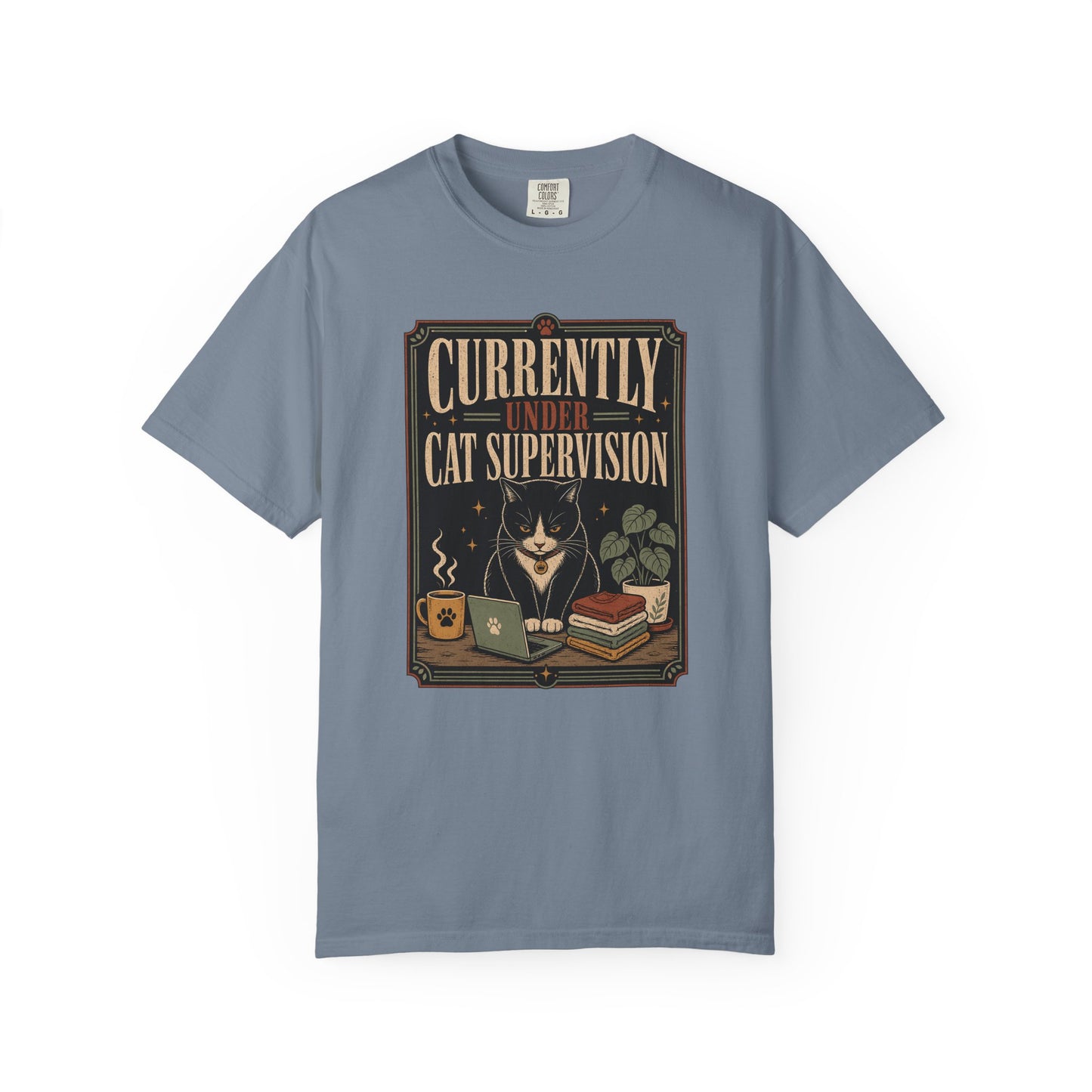 Cat Supervision T-Shirt — "Currently Under Cat Supervision" Vintage Cat Lover Tee