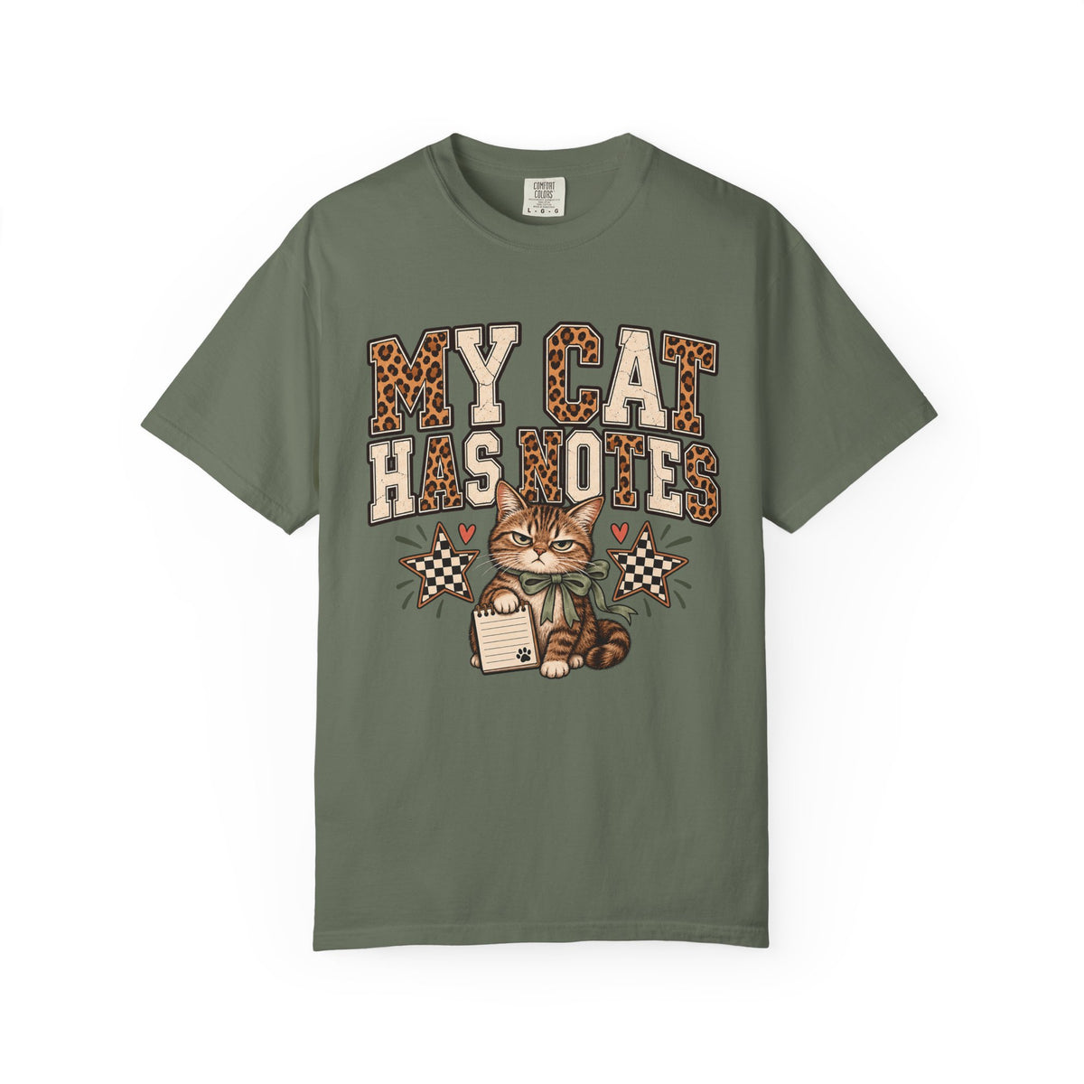 My Cat Has Notes Funny Cat T-Shirt — Leopard Print Retro Cat Graphic