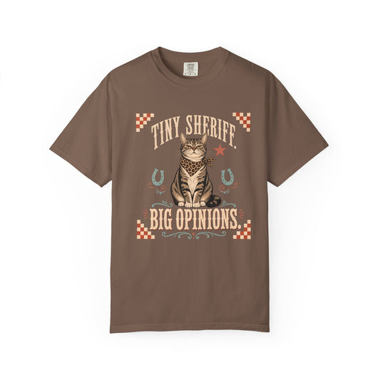 Cat Cowboy T‑Shirt – “Tiny Sheriff, Big Opinions” Graphic Tee