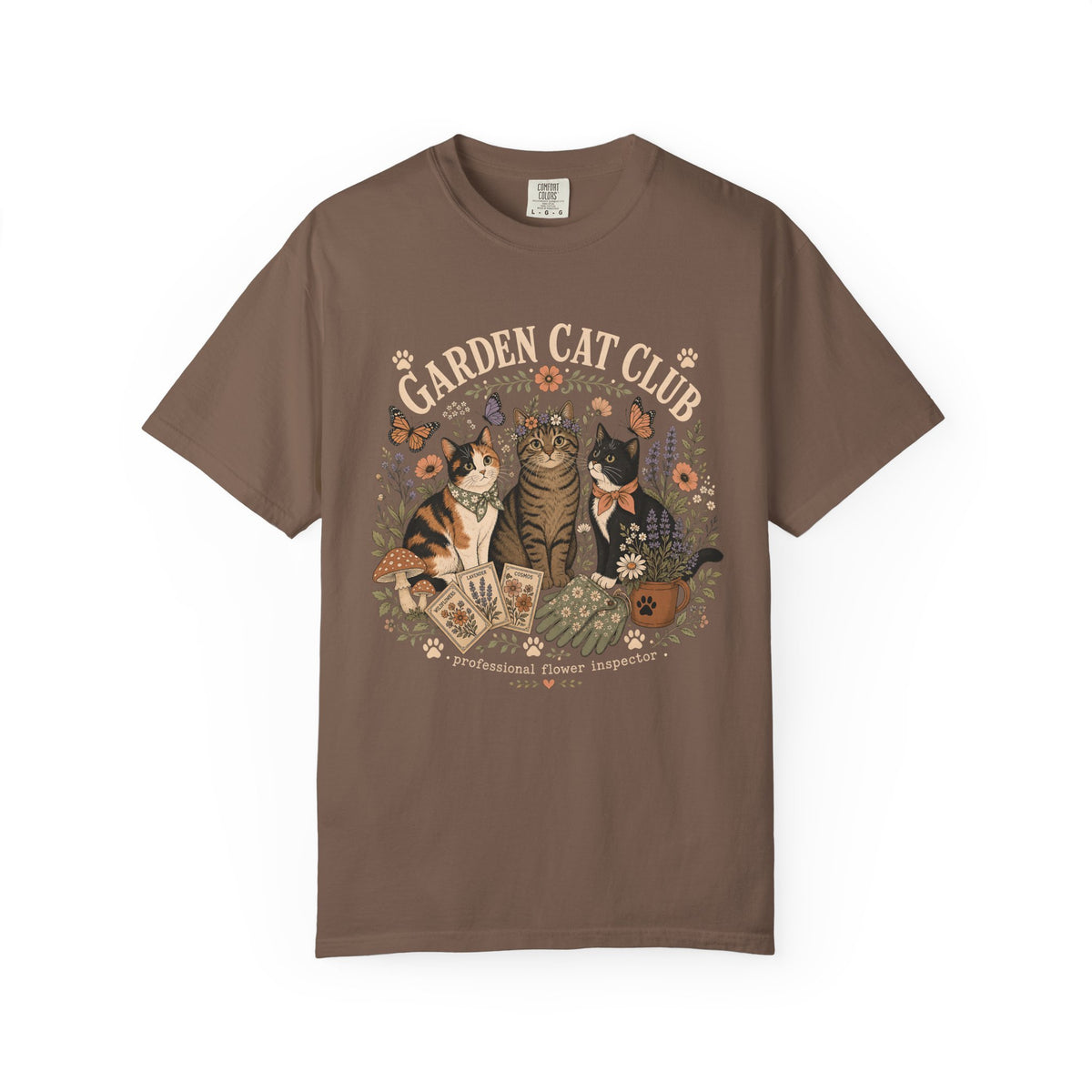 Garden Cat Club T-Shirt — Floral Cat Lovers Tee