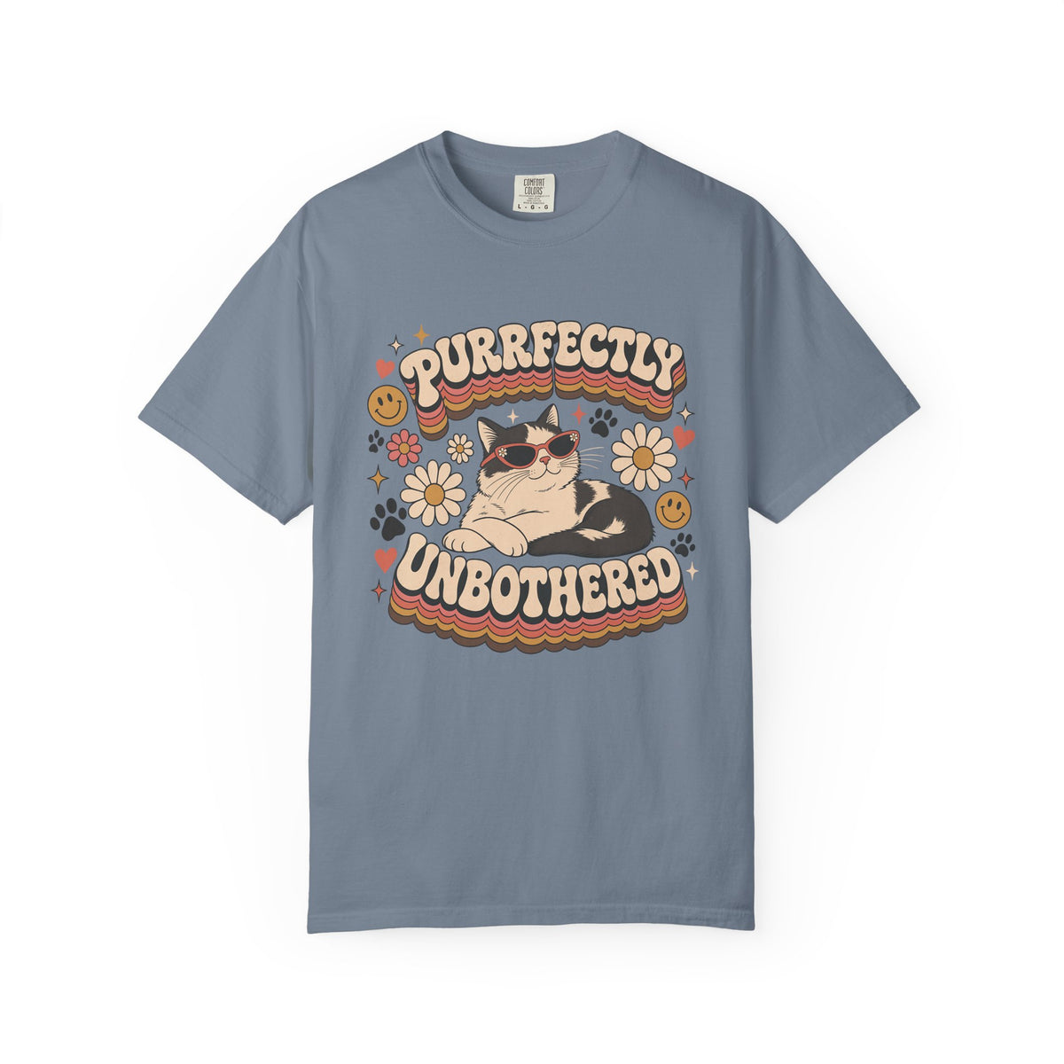 "Purrfectly Unbothered" Retro Cat Graphic Tee