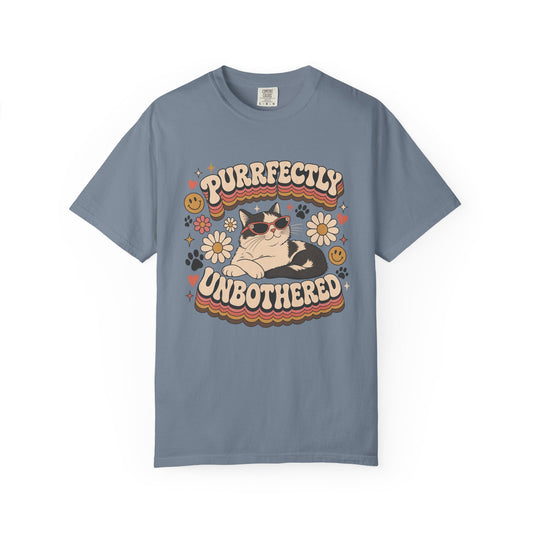 "Purrfectly Unbothered" Retro Cat Graphic Tee