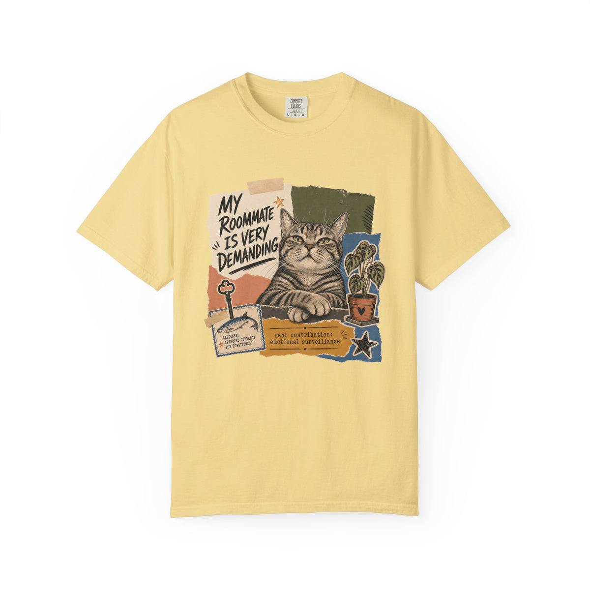 Cat Roommate T-Shirt — "My Roommate Is Very Demanding" Vintage Graphic Tee