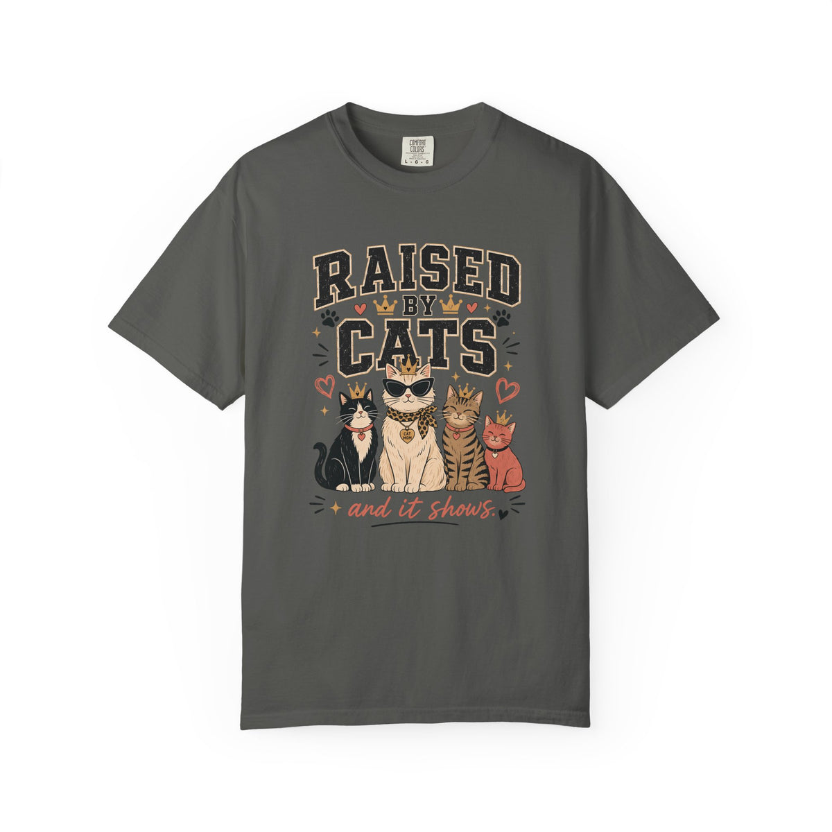 Raised By Cats T-Shirt — Cute Cat Mom Graphic Tee
