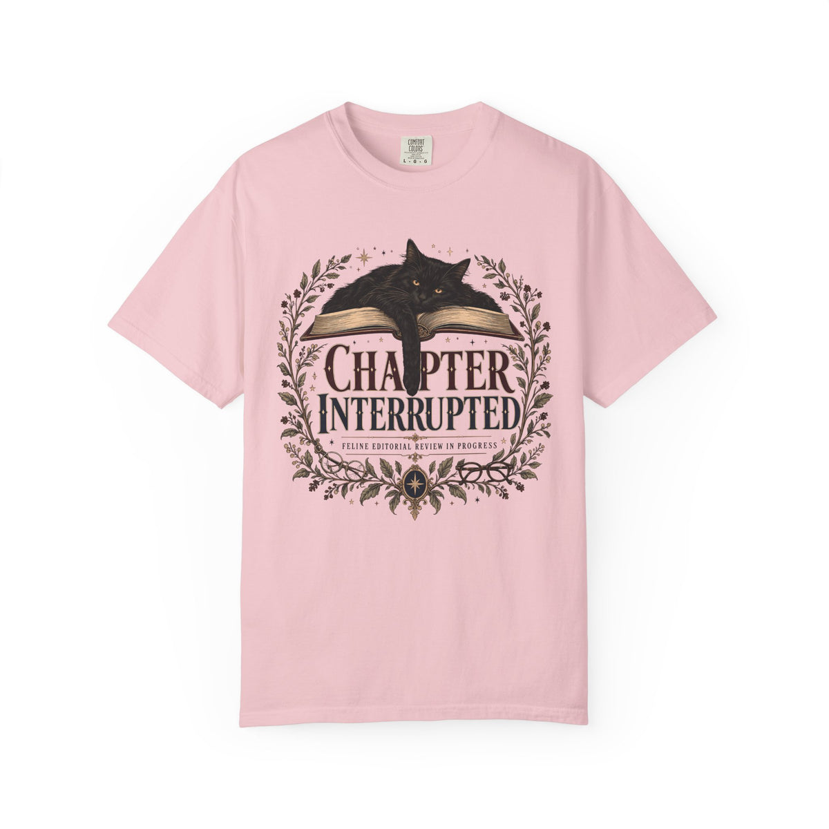 Chapter Interrupted T-Shirt — Cat on Book Graphic Tee