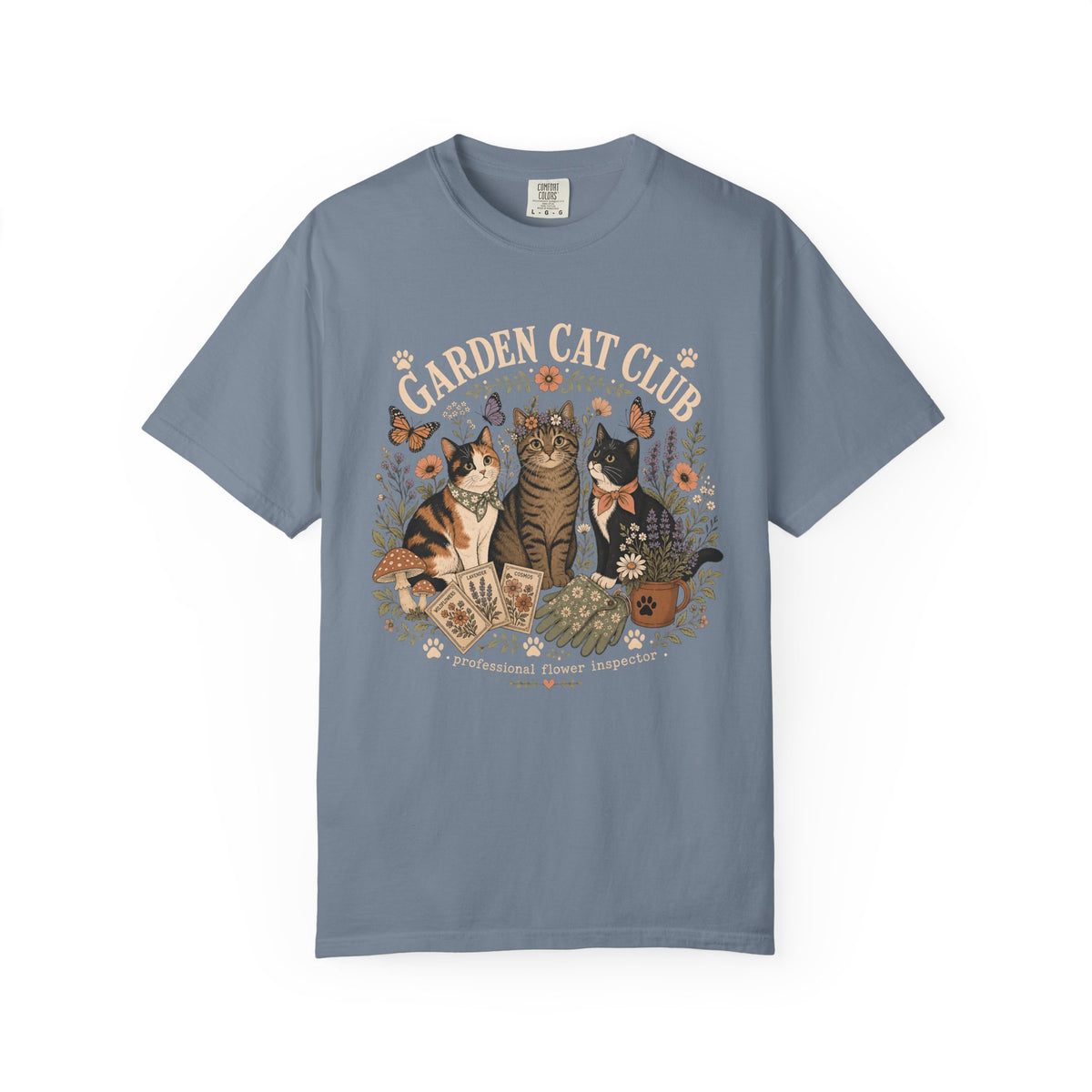 Garden Cat Club T-Shirt — Floral Cat Lovers Tee