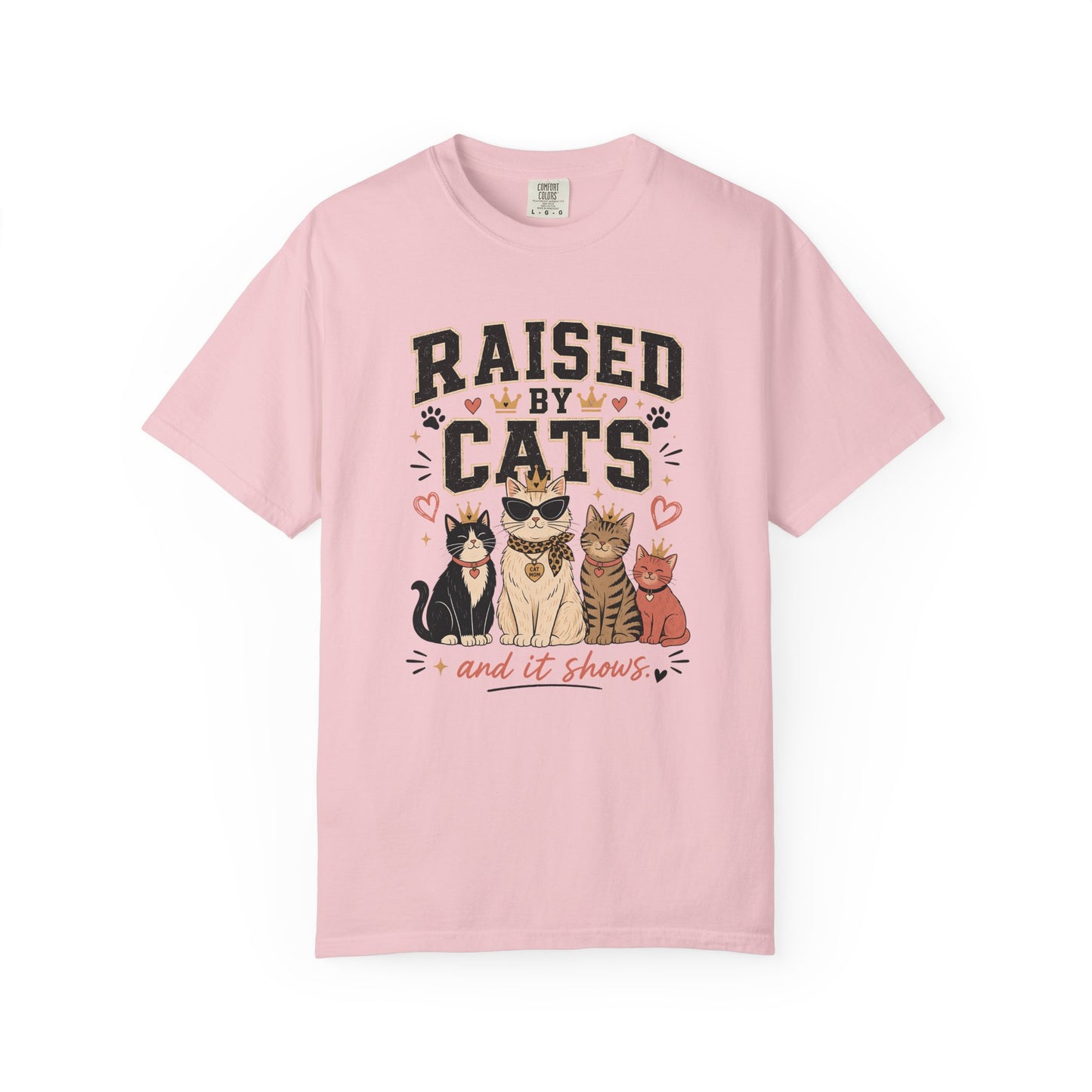 Raised By Cats T-Shirt — Cute Cat Mom Graphic Tee