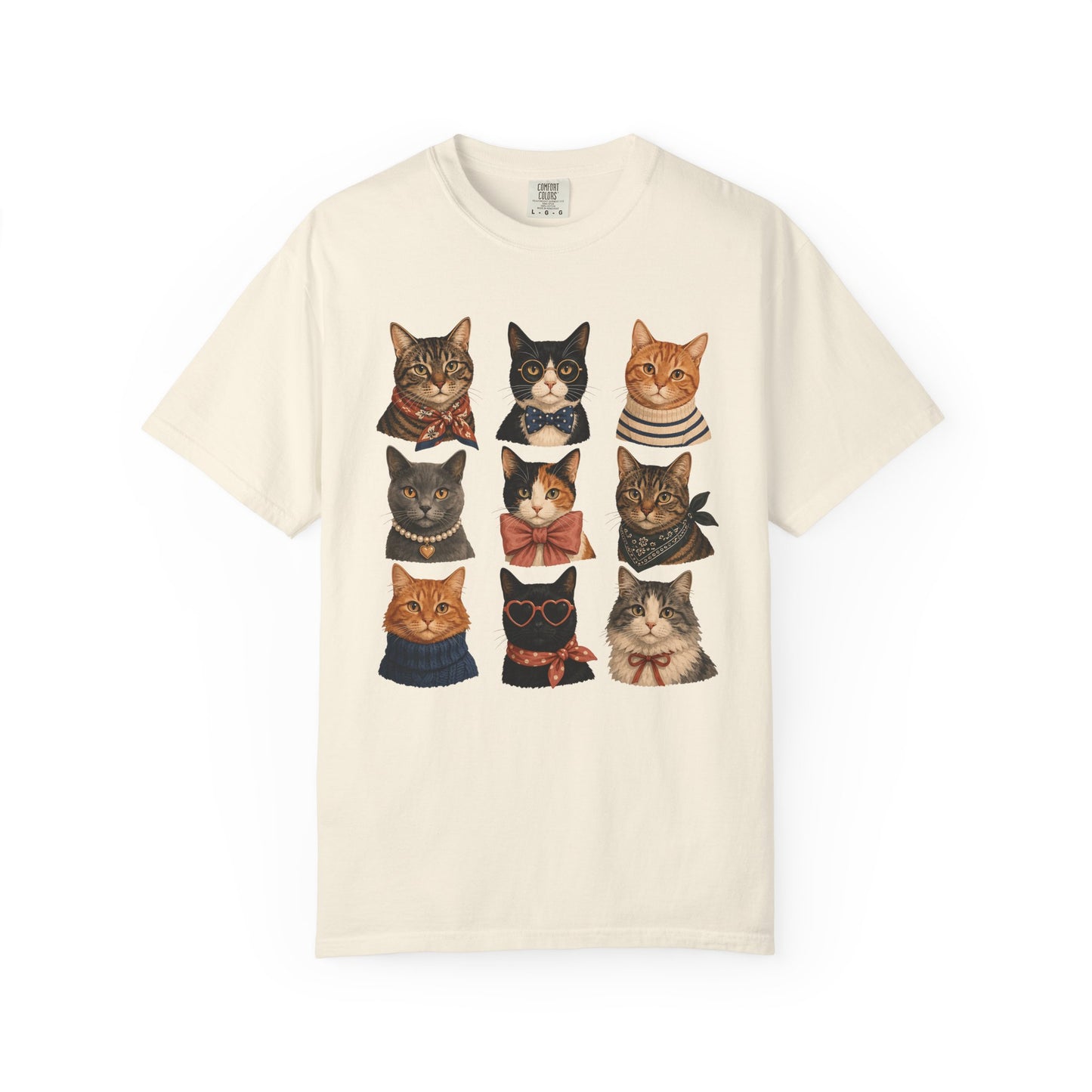 Vintage Cat Portraits T-Shirt — Cute Retro Feline Faces Tee