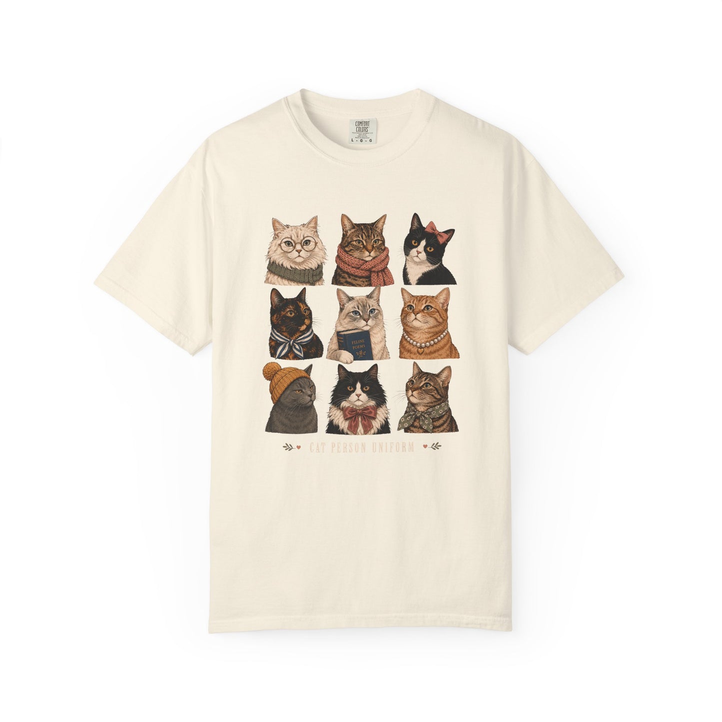 Vintage Cat Portraits T‑Shirt — Cute Kitten Grid Graphic Tee