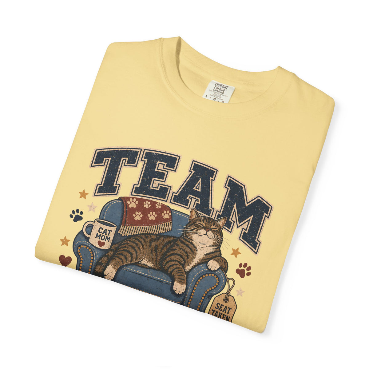 Vintage 'Team Can't Sit There' Cat T-Shirt — Cozy Cat Lover Graphic Tee